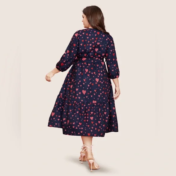 BloomChic Navy and Pink Heart Long Sleeve Dress - Picture 4 of 9